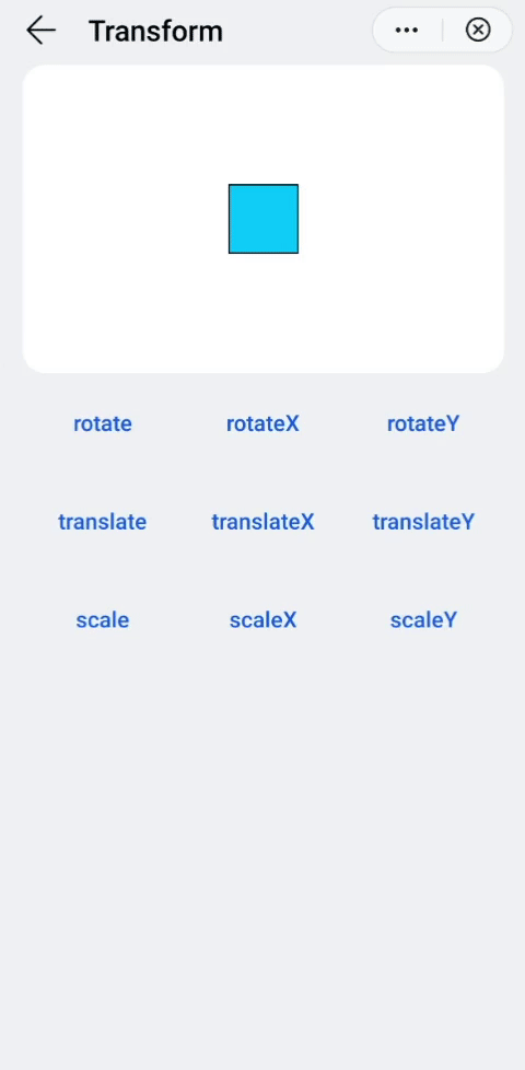 Transform options on a Quick App