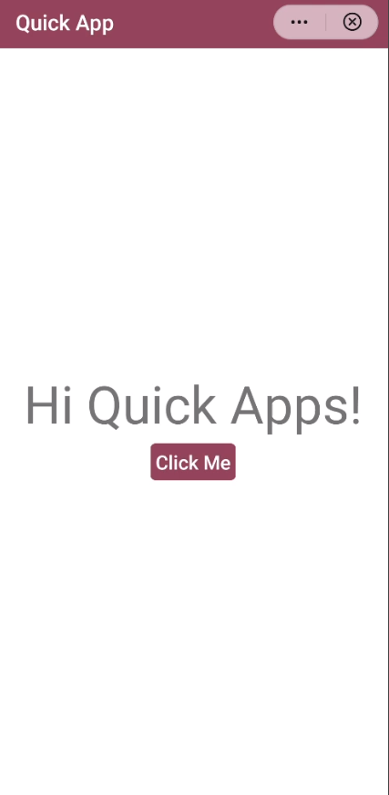 Sample of quick app with a text and a button in the center of the screen